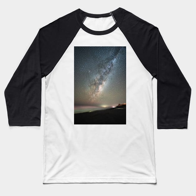 Galaxy Milky Way Photograph of its Full Beaty From The Shore of New Zealand Baseball T-Shirt by Danny Wanders